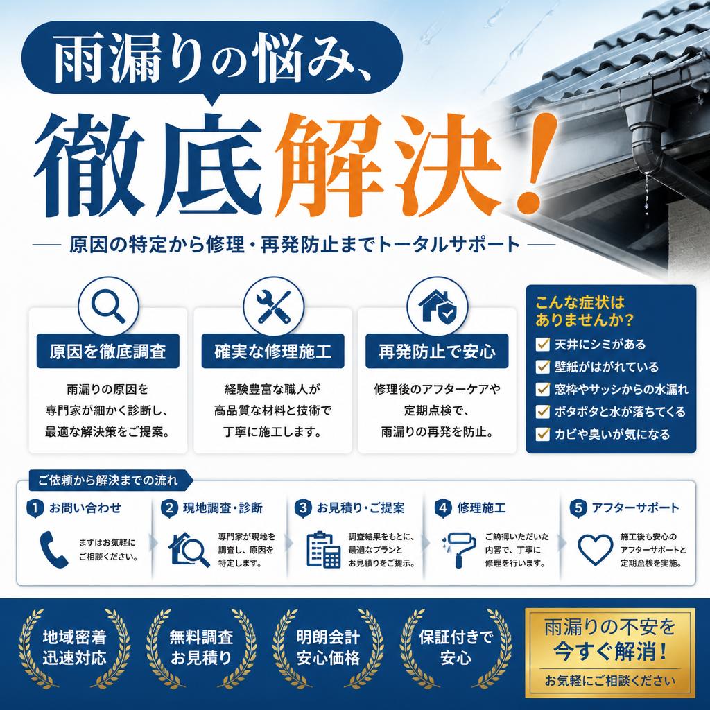 雨漏りの悩み、徹底解決！