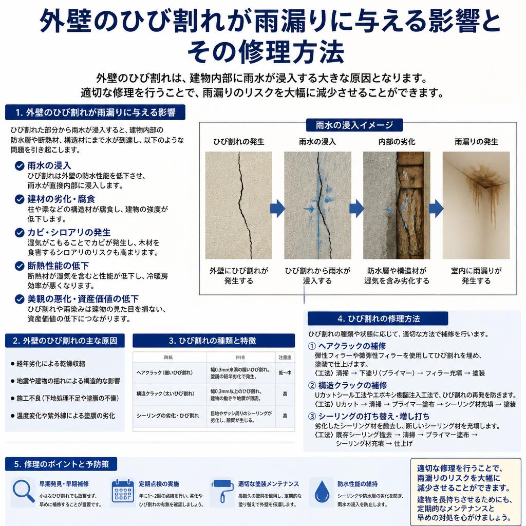 ひび割れの修理方法