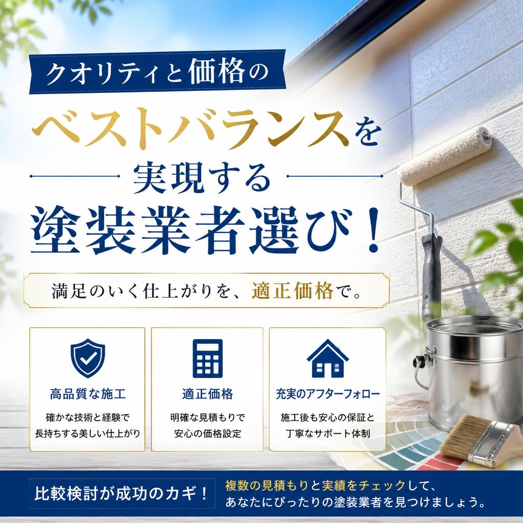 クオリティと価格のベストバランスを実現する塗装業者選び！